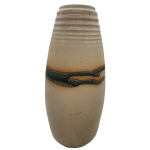 San Pacific San Francisco MCM Ceramic Bud Vase 10.5" Tall Cream Green 1970s 80s